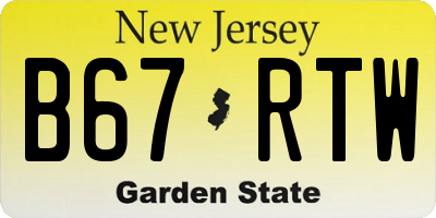 NJ license plate B67RTW