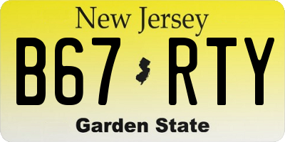 NJ license plate B67RTY