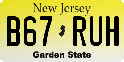 NJ license plate B67RUH