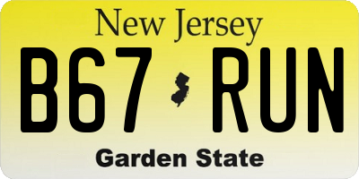 NJ license plate B67RUN