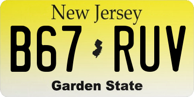 NJ license plate B67RUV