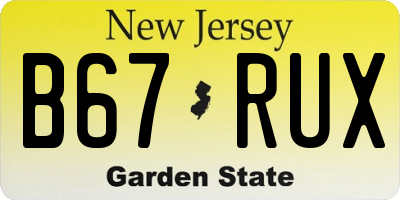 NJ license plate B67RUX