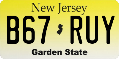 NJ license plate B67RUY