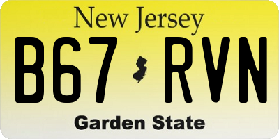 NJ license plate B67RVN
