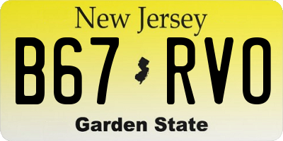NJ license plate B67RVO