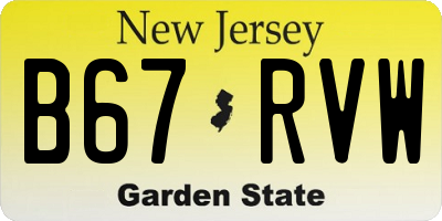 NJ license plate B67RVW