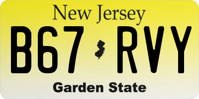 NJ license plate B67RVY