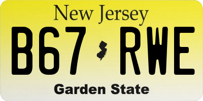 NJ license plate B67RWE