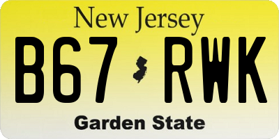 NJ license plate B67RWK