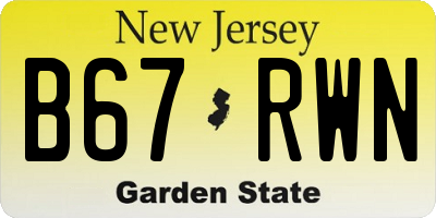 NJ license plate B67RWN