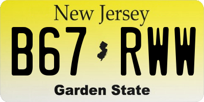 NJ license plate B67RWW