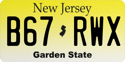 NJ license plate B67RWX