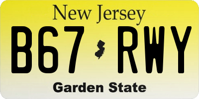 NJ license plate B67RWY