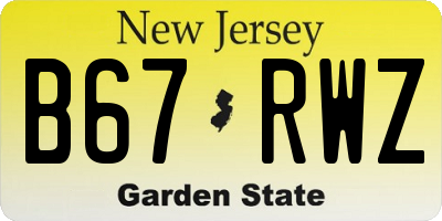 NJ license plate B67RWZ