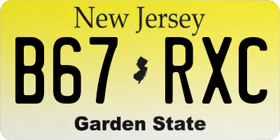 NJ license plate B67RXC