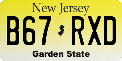 NJ license plate B67RXD