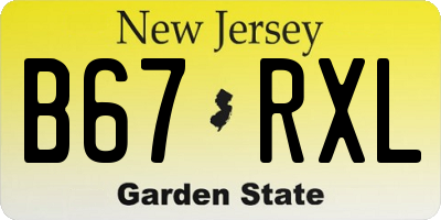 NJ license plate B67RXL