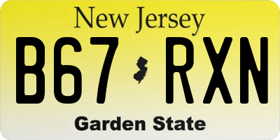 NJ license plate B67RXN