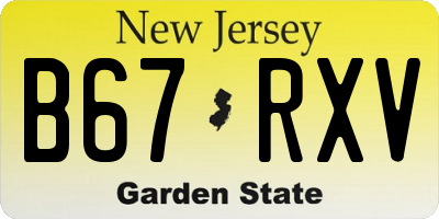 NJ license plate B67RXV