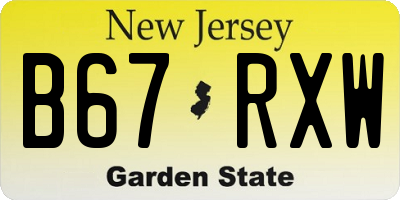 NJ license plate B67RXW