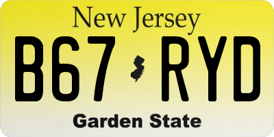 NJ license plate B67RYD