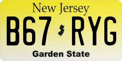 NJ license plate B67RYG