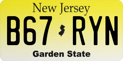 NJ license plate B67RYN
