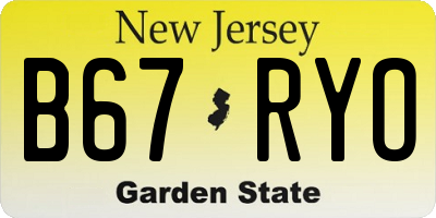 NJ license plate B67RYO