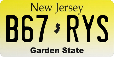 NJ license plate B67RYS
