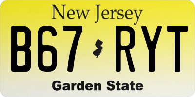 NJ license plate B67RYT
