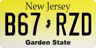 NJ license plate B67RZD