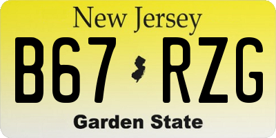 NJ license plate B67RZG