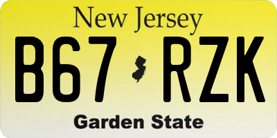 NJ license plate B67RZK