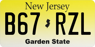 NJ license plate B67RZL