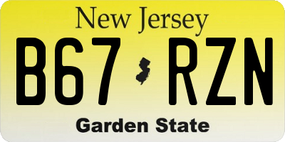 NJ license plate B67RZN