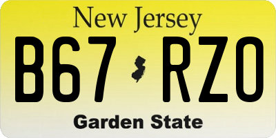 NJ license plate B67RZO
