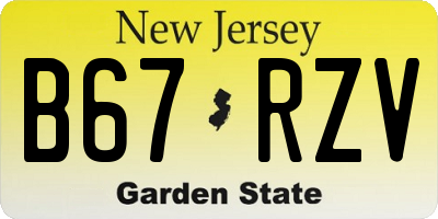 NJ license plate B67RZV