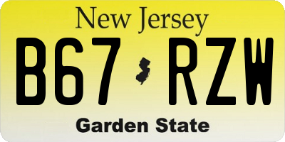 NJ license plate B67RZW