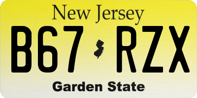 NJ license plate B67RZX