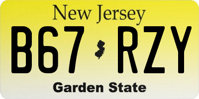 NJ license plate B67RZY