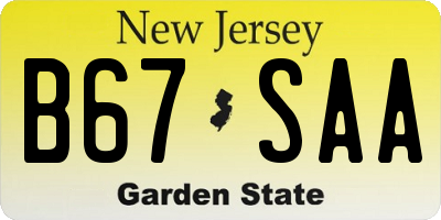 NJ license plate B67SAA