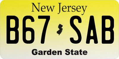 NJ license plate B67SAB