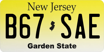 NJ license plate B67SAE