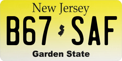 NJ license plate B67SAF