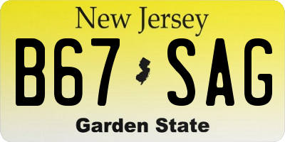 NJ license plate B67SAG