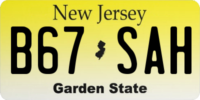 NJ license plate B67SAH