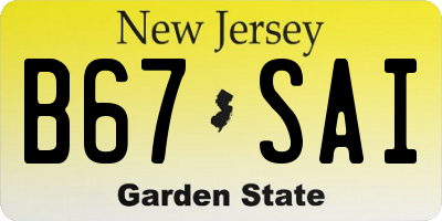 NJ license plate B67SAI