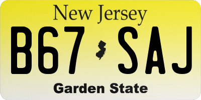 NJ license plate B67SAJ