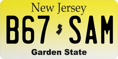 NJ license plate B67SAM