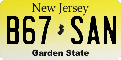 NJ license plate B67SAN